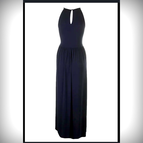 Michael Kors Black Keyhole Maxi STRETCH Dress XS HIGH SLIT WORN ONCE LIKE NEW - Picture 3 of 10